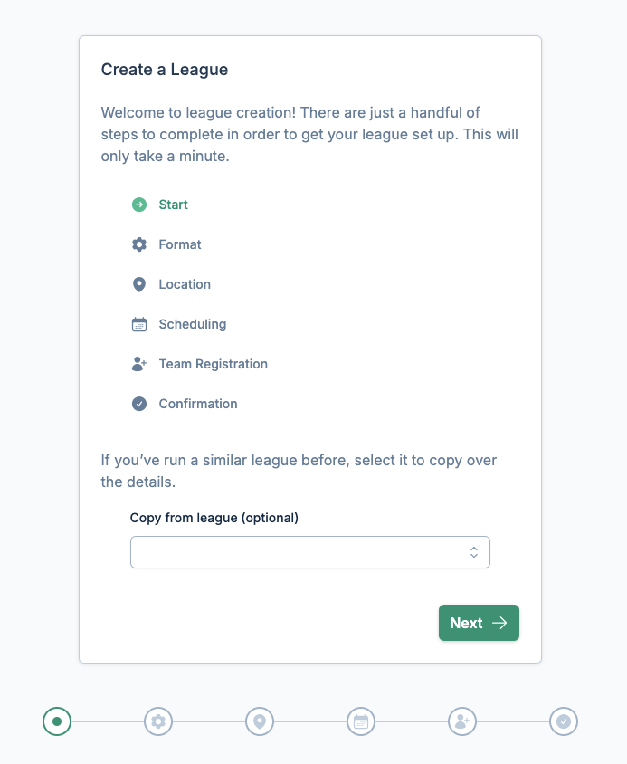 Create league wizard start screenshot