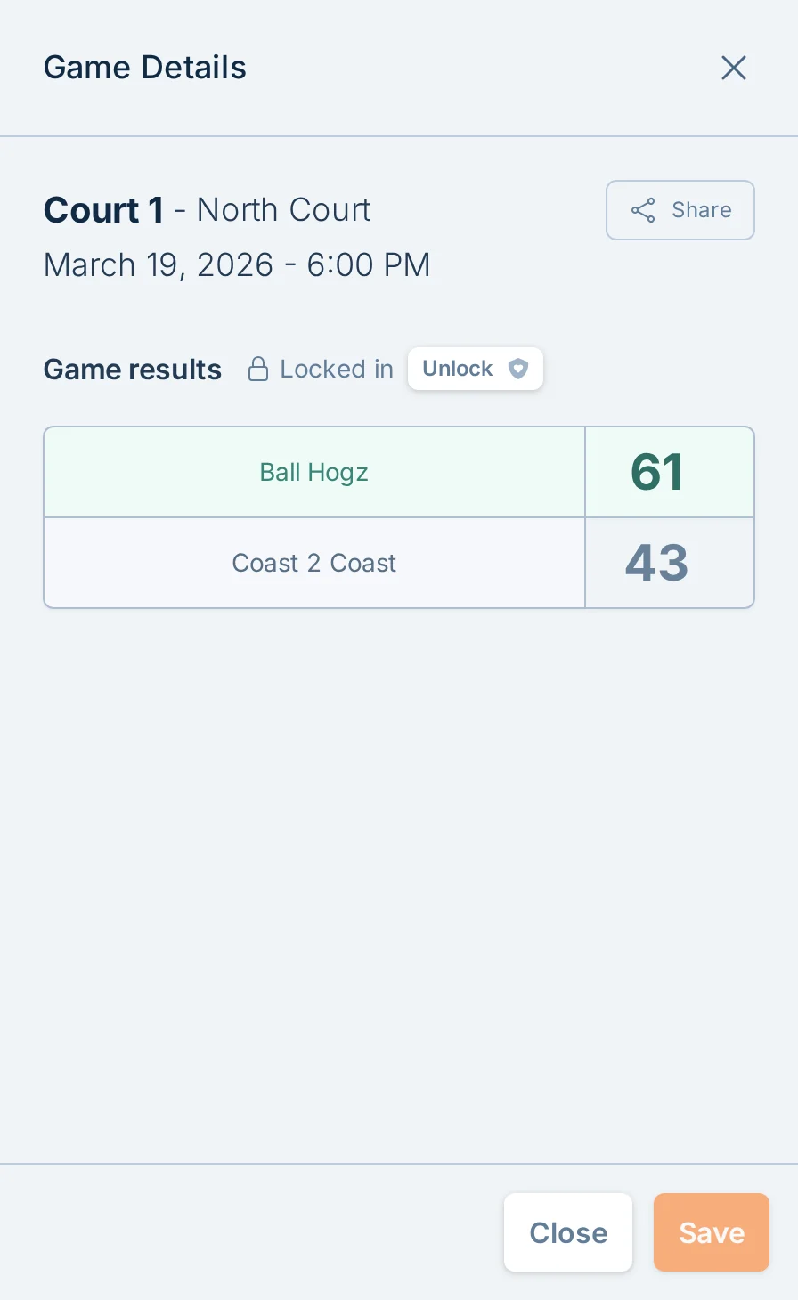 Report game scores form in hoops.love, a basketball score reporting tool