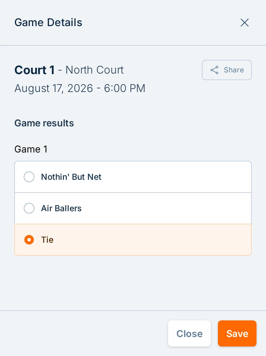 Result entry without numeric scores