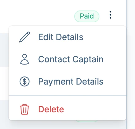 Team actions menu in hoops.love, a basketball admin app for team management